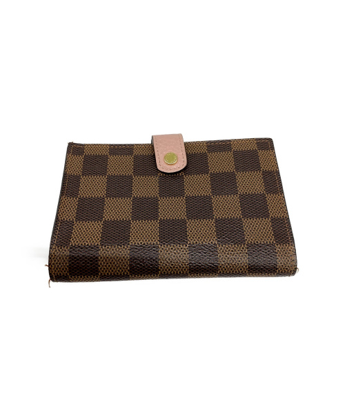 LOUIS VUITTON（ルイ ヴィトン）LOUIS VUITTON (ルイ ヴィトン) 2つ折り財布 ブラウン×ピンク ダミエ N60043 SP0127の古着・服飾アイテム