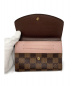 中古・古着 LOUIS VUITTON (ルイ ヴィトン) 2つ折り財布 ブラウン×ピンク ダミエ N60043 SP0127：54800円