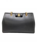 Salvatore Ferragamoサルヴァトーレ フェラガモ）の古着「レザーセミショルダーバッグ」｜ブラック