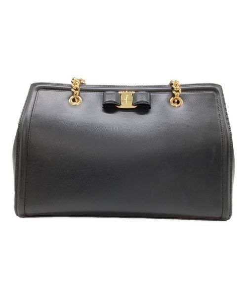Salvatore Ferragamo（サルヴァトーレ フェラガモ）Salvatore Ferragamo (サルヴァトーレ フェラガモ) レザーセミショルダーバッグ ブラックの古着・服飾アイテム