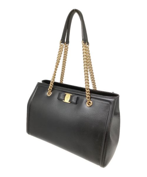 Salvatore Ferragamo（サルヴァトーレ フェラガモ）Salvatore Ferragamo (サルヴァトーレ フェラガモ) レザーセミショルダーバッグ ブラックの古着・服飾アイテム