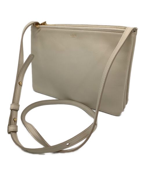 CELINE（セリーヌ）CELINE (セリーヌ) トリオショルダーバッグ ベージュの古着・服飾アイテム