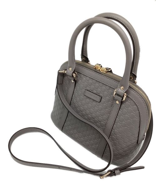GUCCI（グッチ）GUCCI (グッチ) レザー2WAYショルダーバッグ グレーの古着・服飾アイテム