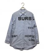 BURBERRYバーバリー）の古着「ホースフェリーロゴ長袖シャツ」｜ブルー×ブラック
