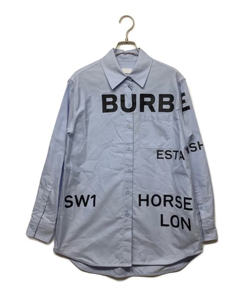 BURBERRY（バーバリー）BURBERRY (バーバリー) ホースフェリーロゴ長袖シャツ ブルー×ブラック サイズ:UK6の古着・服飾アイテム