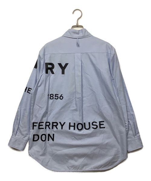 BURBERRY（バーバリー）BURBERRY (バーバリー) ホースフェリーロゴ長袖シャツ ブルー×ブラック サイズ:UK6の古着・服飾アイテム