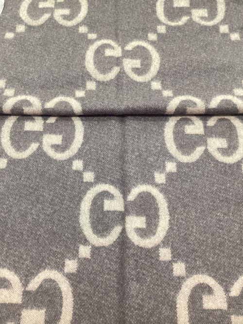 GUCCI（グッチ）GUCCI (グッチ) カシミヤジャガードスカーフ ブラウン×ベージュの古着・服飾アイテム