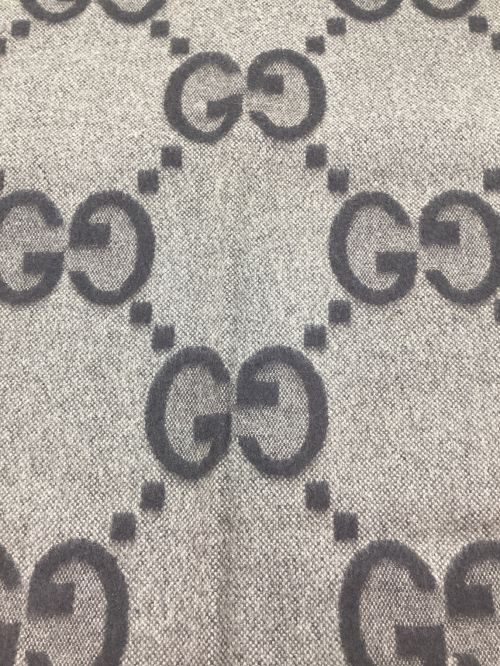 GUCCI（グッチ）GUCCI (グッチ) カシミヤジャガードスカーフ ブラウン×ベージュの古着・服飾アイテム