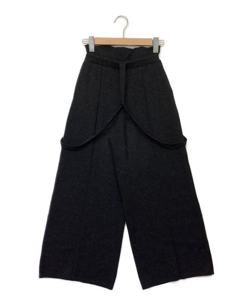 TAN（タン）TAN (タン) ニットワイドパンツ FINE WOOL OVERALLS グレー サイズ:FREEの古着・服飾アイテム