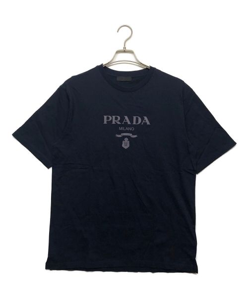 PRADA（プラダ）PRADA (プラダ) ロゴプリントTシャツ ネイビー サイズ:Lの古着・服飾アイテム