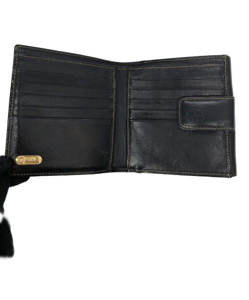 FENDI（フェンディ）FENDI (フェンディ) 2つ折り財布 ブラック×ブラウンの古着・服飾アイテム