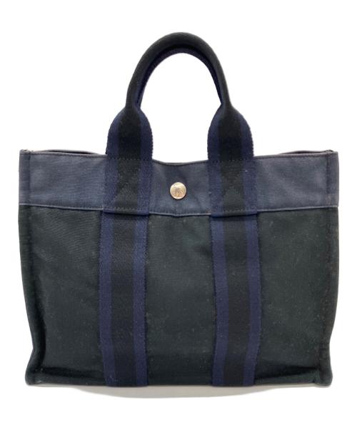 HERMES（エルメス）HERMES (エルメス) ミニハンドバッグ ブラック×ブルーの古着・服飾アイテム