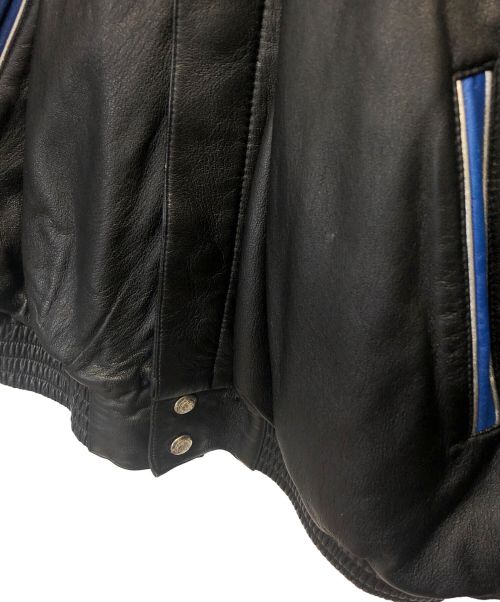 B-1st（B-1st）B-1st (B-1st) レザージャケット ブルー×ブラック サイズ:Lの古着・服飾アイテム