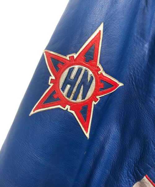 B-1st（B-1st）B-1st (B-1st) レザージャケット ブルー×ブラック サイズ:Lの古着・服飾アイテム