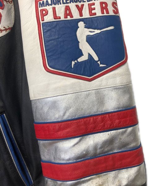 B-1st（B-1st）B-1st (B-1st) レザージャケット ブルー×ブラック サイズ:Lの古着・服飾アイテム