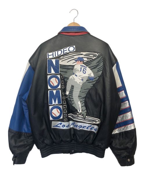 B-1st（B-1st）B-1st (B-1st) レザージャケット ブルー×ブラック サイズ:Lの古着・服飾アイテム