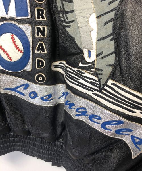 B-1st（B-1st）B-1st (B-1st) レザージャケット ブルー×ブラック サイズ:Lの古着・服飾アイテム