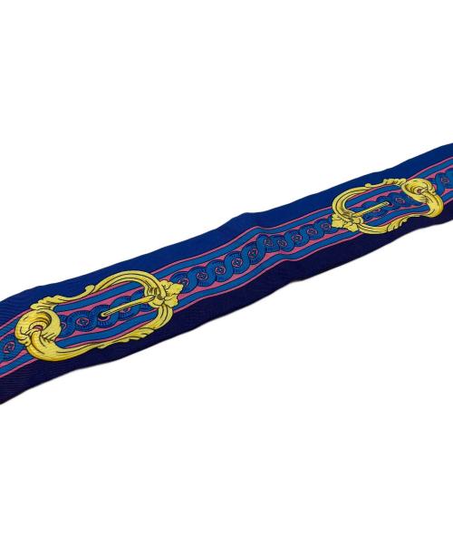 HERMES（エルメス）HERMES (エルメス) シルクツイリースカーフ BRIDE DE COUR ブルー×ピンクの古着・服飾アイテム