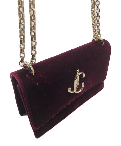 JIMMY CHOO（ジミーチュウ）JIMMY CHOO (ジミーチュウ) チェーンショルダーバッグ ワインレッドの古着・服飾アイテム