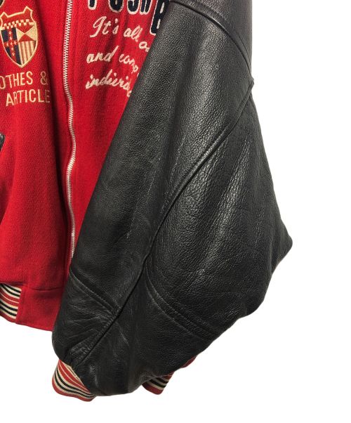 POSH BOY（ポッシュボーイ）POSH BOY (ポッシュボーイ) レザースタジャン ブラック×レッド サイズ:FREEの古着・服飾アイテム