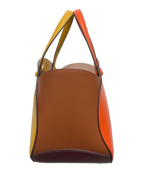 Kate Spade（ケイトスペード）Kate Spade (ケイトスペード) レザーハンドバッグ イエロー ネイビー ブラウンの古着・服飾アイテム