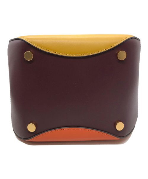 Kate Spade（ケイトスペード）Kate Spade (ケイトスペード) レザーハンドバッグ イエロー ネイビー ブラウンの古着・服飾アイテム