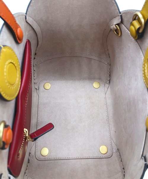 Kate Spade（ケイトスペード）Kate Spade (ケイトスペード) レザーハンドバッグ イエロー ネイビー ブラウンの古着・服飾アイテム