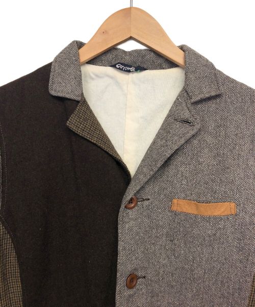 caliner（カリネ）caliner (カリネ) パッチワーク3Bジャケット ブラウン×ベージュ サイズ:Mの古着・服飾アイテム