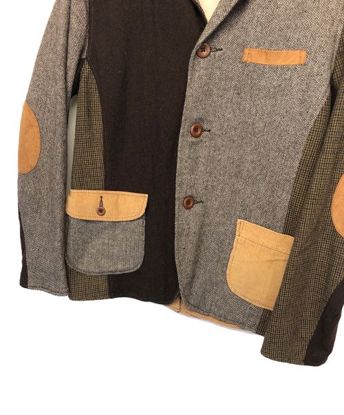 caliner（カリネ）caliner (カリネ) パッチワーク3Bジャケット ブラウン×ベージュ サイズ:Mの古着・服飾アイテム