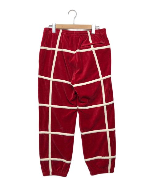 SUPREME（シュプリーム）SUPREME (シュプリーム) GRID TAPING VELOUR PANTS レッド×ホワイト サイズ:Sの古着・服飾アイテム