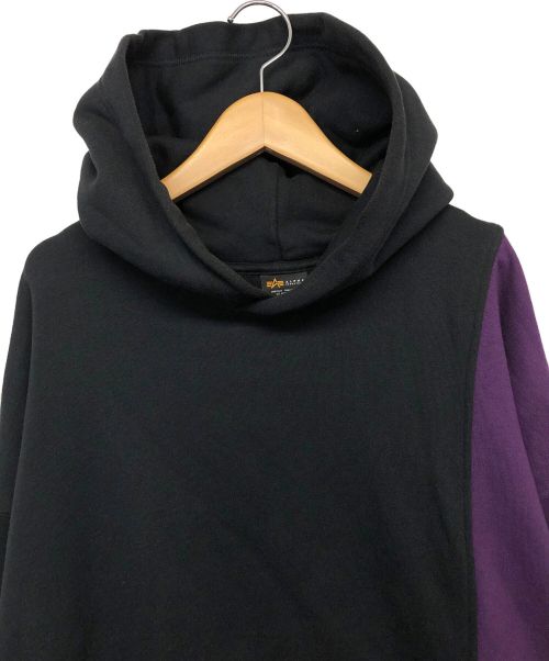 Mastermind JAPAN（マスターマインド ジャパン）Mastermind JAPAN (マスターマインド ジャパン) C2H4 (シーツーエイチフォー) ALPHA INDUSTRIES (アルファインダストリーズ) パーカー ブラック×パープル サイズ:XLの古着・服飾アイテム