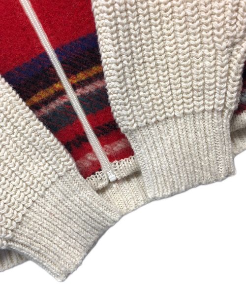 SUPREME（シュプリーム）SUPREME (シュプリーム) Plaid Front zip Sweater レッド×ベージュ サイズ:Sの古着・服飾アイテム