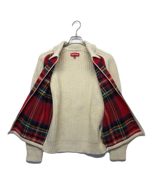 SUPREME（シュプリーム）SUPREME (シュプリーム) Plaid Front zip Sweater レッド×ベージュ サイズ:Sの古着・服飾アイテム