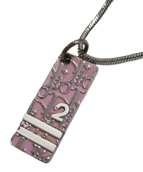 Christian Dior（クリスチャン ディオール）Christian Dior (クリスチャン ディオール) プレートネックレス ピンクの古着・服飾アイテム