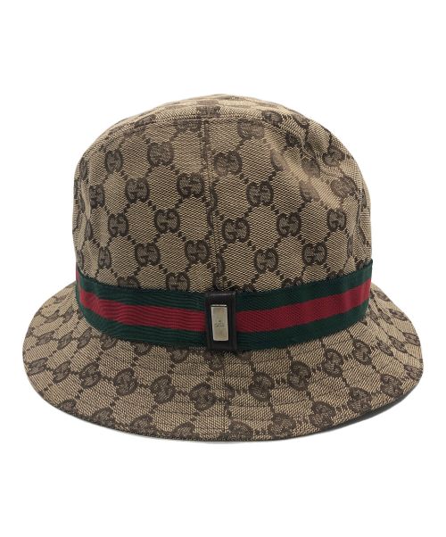 GUCCI（グッチ）GUCCI (グッチ) キャンバスハット ブラウン サイズ:Mの古着・服飾アイテム