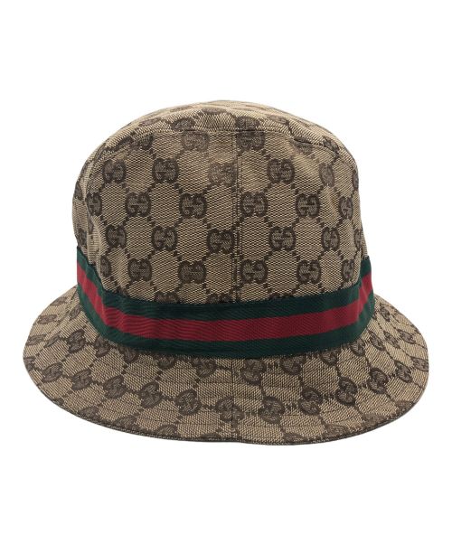 GUCCI（グッチ）GUCCI (グッチ) キャンバスハット ブラウン サイズ:Mの古着・服飾アイテム