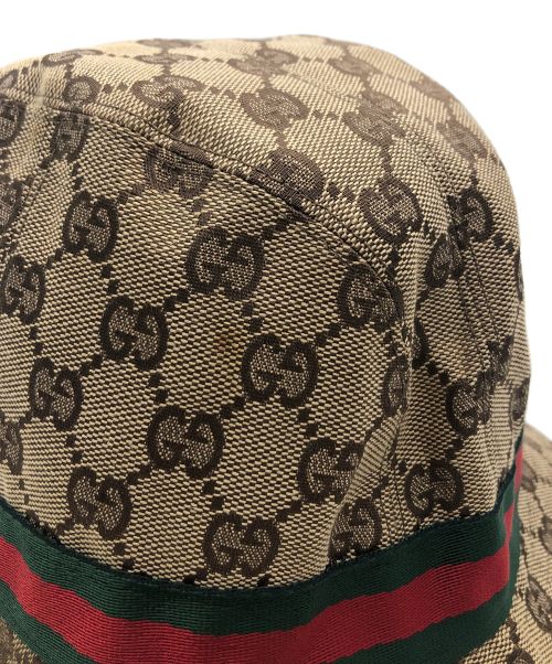 GUCCI（グッチ）GUCCI (グッチ) キャンバスハット ブラウン サイズ:Mの古着・服飾アイテム
