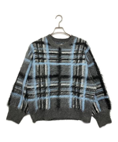 UNGRID（アングリッド）UNGRID (アングリッド) チェックジャカードルーズニット グレー サイズ:FREE 未使用品の古着・服飾アイテム
