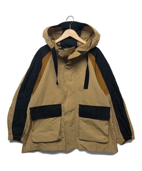 MACPHEE（マカフィー）MACPHEE (マカフィ) メモリーグログラン フーデッドショートコート ブラック×ベージュ サイズ:36の古着・服飾アイテム