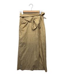 Mame Kurogouchi（マメクロゴウチ）の古着「Summer Wool PlaidFrontSlitSkirtスリットスカート」｜ベージュ