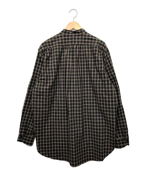 COLINA（コリーナ）COLINA (コリーナ) スタンドカラーシャツ ブラック×ブラウン サイズ:Lの古着・服飾アイテム