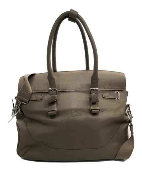PELLE MORBIDA（ペッレモルビダ）PELLE MORBIDA (ペッレモルビダ) フラップボストンバッグ ベージュの古着・服飾アイテム