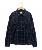WOOLRICHウールリッチ）の古着「プレイドオーバーシャツ」｜ブルー×ネイビー