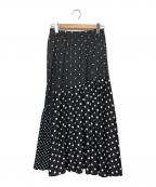 BEARDSLEYビアズリー）の古着「ドットパッチワークロングスカート」｜ブラック