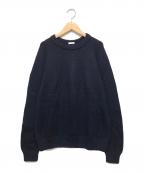 COMOLIコモリ）の古着「ハンドクルーネックニット」｜ネイビー