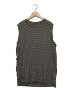 COMOLIコモリ）の古着「サマーウール天竺ノースリーブ」｜ベージュ×ブラック