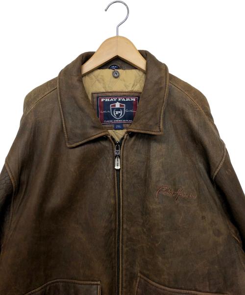 PHAT FARM（ファットファーム）PHAT FARM (ファットファーム) レザーブルゾン ブラウン サイズ:２XLの古着・服飾アイテム