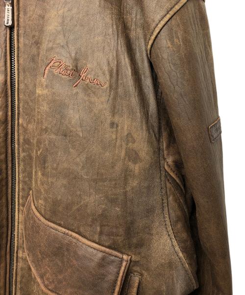 PHAT FARM（ファットファーム）PHAT FARM (ファットファーム) レザーブルゾン ブラウン サイズ:２XLの古着・服飾アイテム