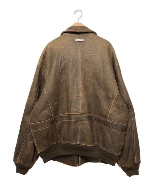 PHAT FARM（ファットファーム）PHAT FARM (ファットファーム) レザーブルゾン ブラウン サイズ:２XLの古着・服飾アイテム