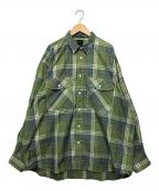 DAIWA PIER39ダイワ ピア39）の古着「TECH ELBOW PATCH WORK SHIRTS FLANNEL」｜グリーン